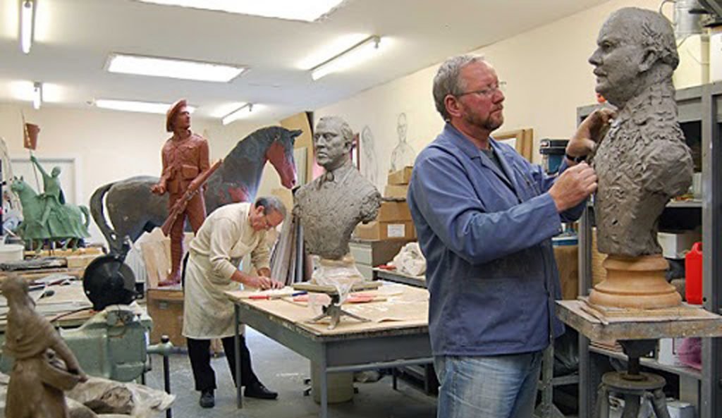 Alan Modelling Lord Elgin's bust for Freemason's Hall